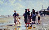 Gatherers Canvas Paintings - Oyster Gatherers of Cancale